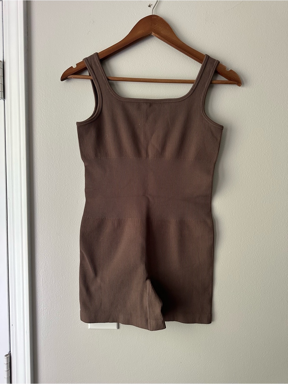 Amazon Essentials Brown Ribbed Sleeveless Romper